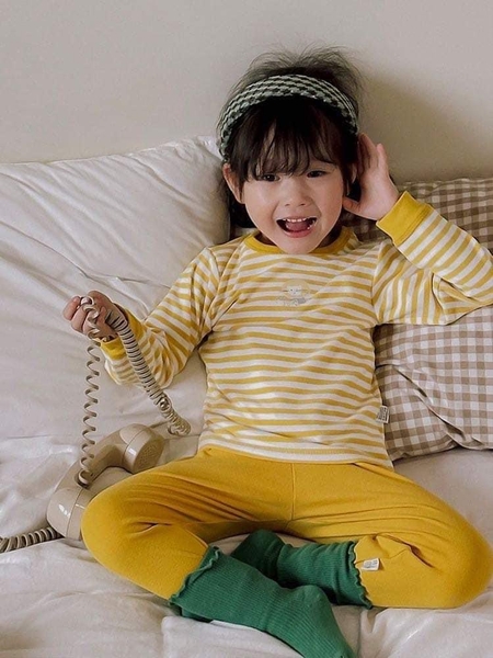 Bộ cotton dài tay kẻ ngang 6 màu cho bé trai, bé gái