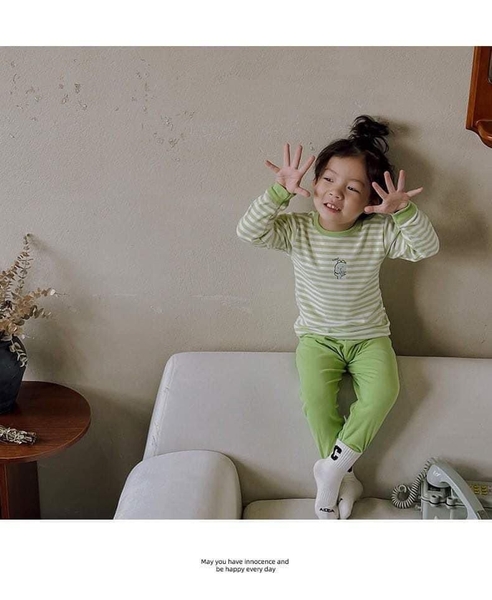 Bộ cotton dài tay kẻ ngang 6 màu cho bé trai, bé gái