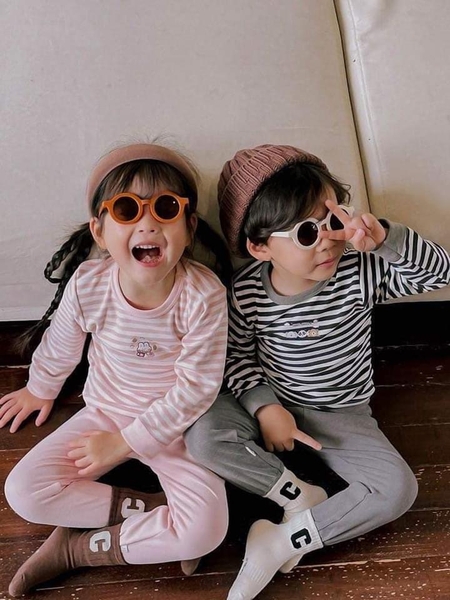 Bộ cotton dài tay kẻ ngang 6 màu cho bé trai, bé gái