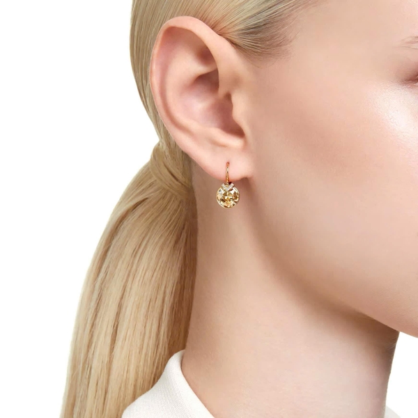 Bông tai Swarovski Bella V Drop, Round Cut, Gold-Tone Plated