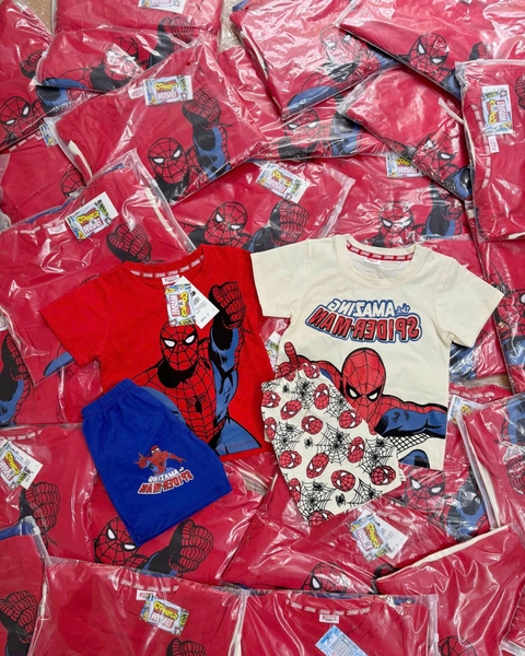 Set 2 bộ cộc tay Amazing Spiderman màu trắng đỏ