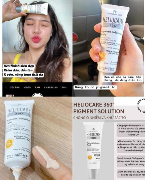 Kem chống nắng Heliocare 360 cantabria labs Pigment Solution Fluid SPF50 PA++++