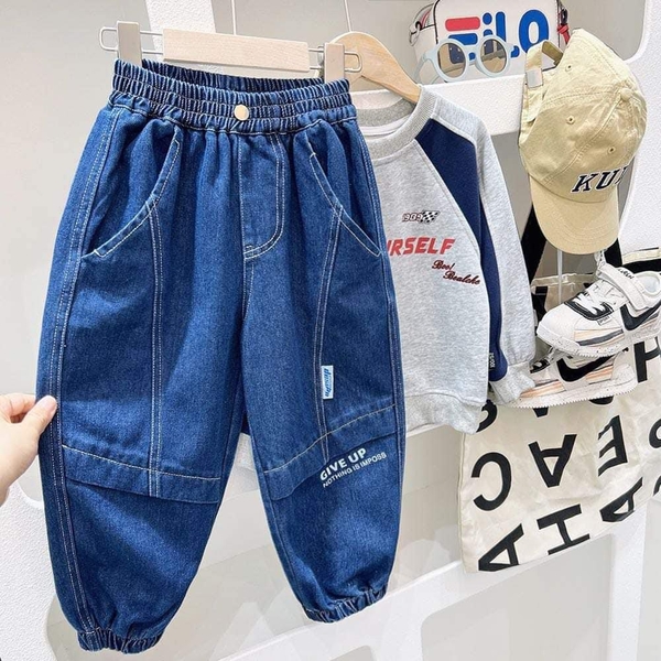 Quần jean bo ống cạp chun 2 màu đậm, nhạt hãng Kacady