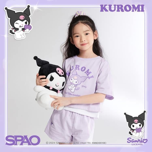 Bộ cotton SPAO KIDS cộc tay hình Kuromi, My Melody, Cinnamoroll, Pochacco