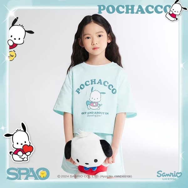Bộ cotton SPAO KIDS cộc tay hình Kuromi, My Melody, Cinnamoroll, Pochacco