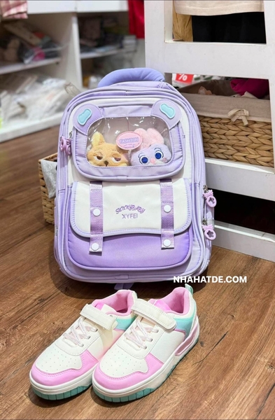 Balo chống gù Zootopia 41x14x31cm 4 màu xanh navy, hồng, tím, xanh dương