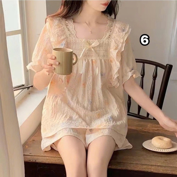 Bộ đũi cộc tiểu thư viền bèo 11 mẫu mặc nhà