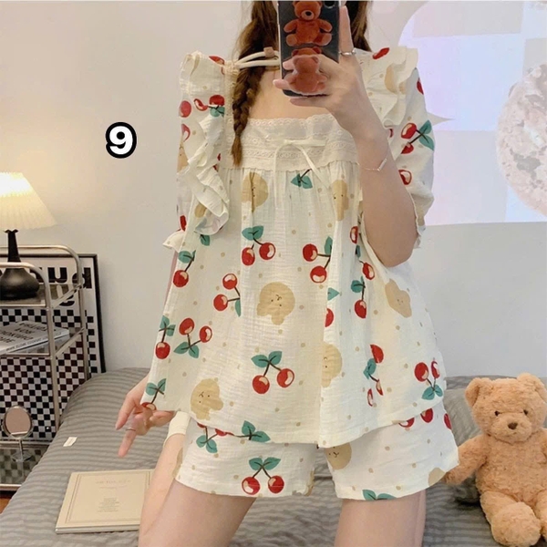Bộ đũi cộc tiểu thư viền bèo 11 mẫu mặc nhà