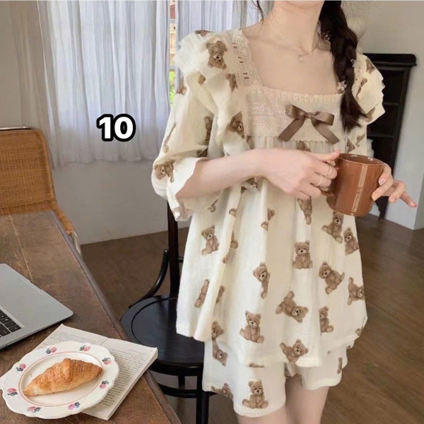 Bộ đũi cộc tiểu thư viền bèo 11 mẫu mặc nhà