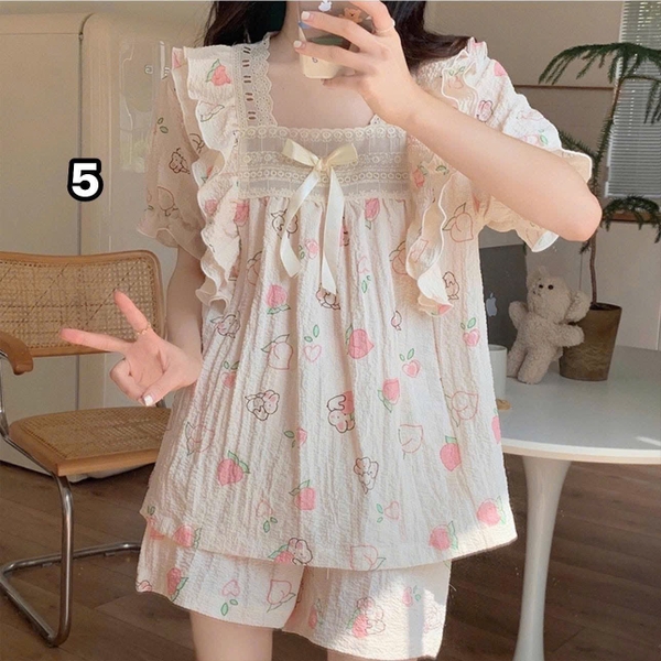 Bộ đũi cộc tiểu thư viền bèo 11 mẫu mặc nhà