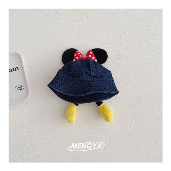 Mũ vành denim Mickey 2 màu xanh nhạt, xanh đậm
