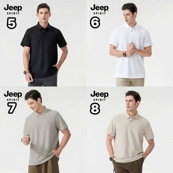 Áo polo Jeep Sprit cộc tay 3 màu xanh rêu, trắng, đen