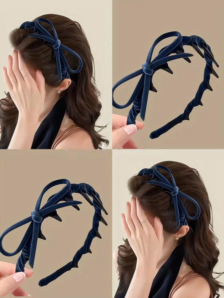 Bờm cài phồng tóc đính nơ 5 màu