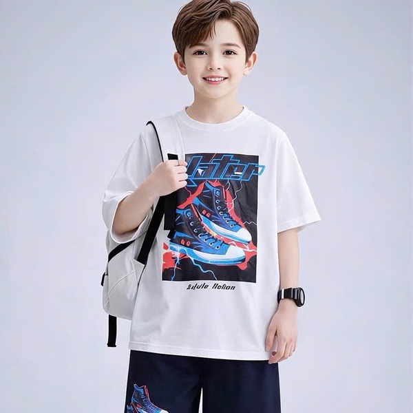 Bộ cộc tay Oshkosh bé trai 5 mẫu ô tô đỏ bóng rổ S2, skater trắng...