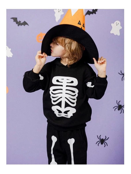 Bộ nỉ dài tay xương đen HALLOWEEN hãng Elaine