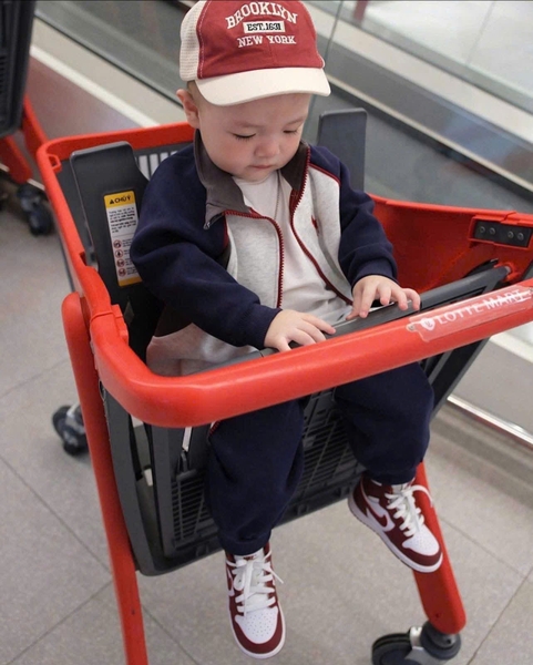 Bộ nỉ áo khoác raglan xám xanh thêu ngựa mix quần bo gấu