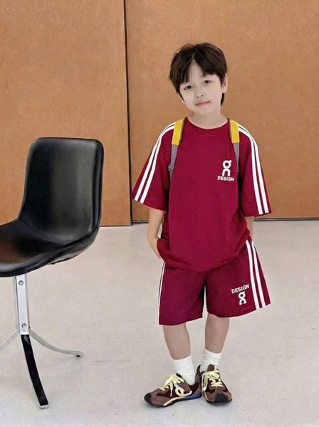 Bộ cộc tay quần sooc Design bé trai 3 màu đỏ, xanh, đen hãng MBCKIDS