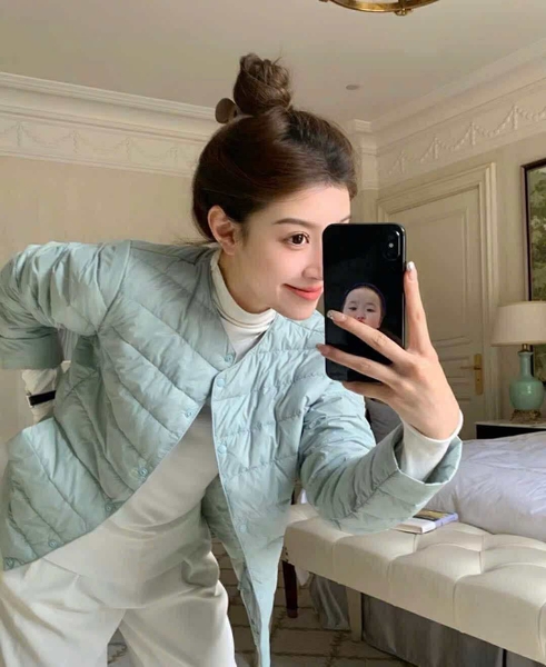 Áo phao Uniqlo M5-M8 dài tay cổ tròn lông vũ siêu nhẹ