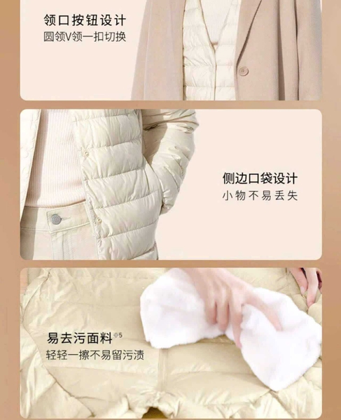 Áo phao Uniqlo M5-M8 dài tay cổ tròn lông vũ siêu nhẹ