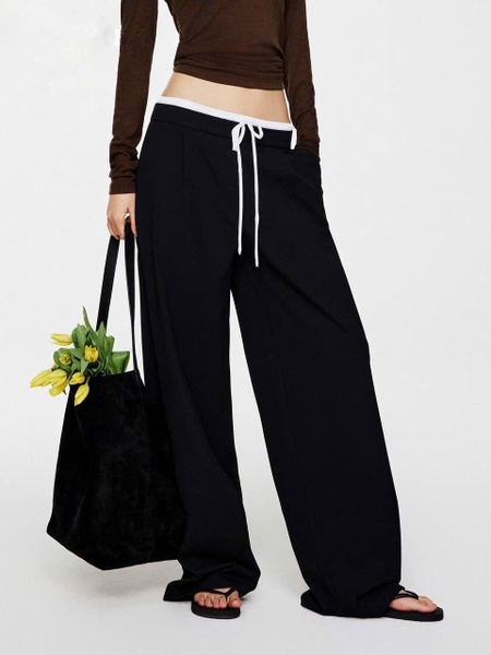 Quần đũi linen OSHIRI cạp trắng 2 màu hồng, đen cho nữ