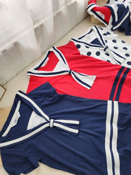 Váy thủy thủ H&M cộc tay 3 màu navy, đỏ, chấm bi trắng