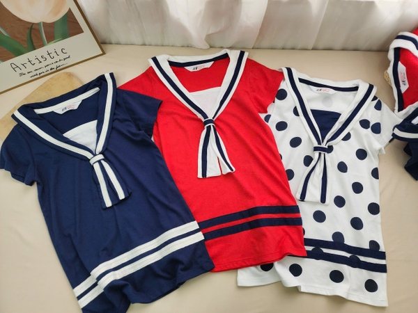 Váy thủy thủ H&M cộc tay 3 màu navy, đỏ, chấm bi trắng