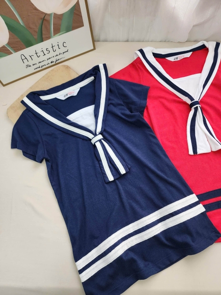 Váy thủy thủ H&M cộc tay 3 màu navy, đỏ, chấm bi trắng