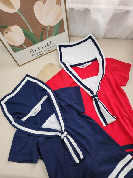 Váy thủy thủ H&M cộc tay 3 màu navy, đỏ, chấm bi trắng