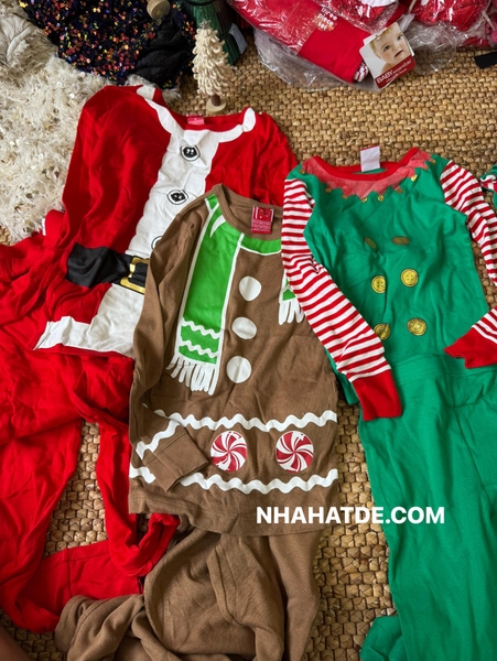 Bộ cotton dài tay Cat&jack Giáng Sinh 4 mẫu đỏ, nâu, xanh