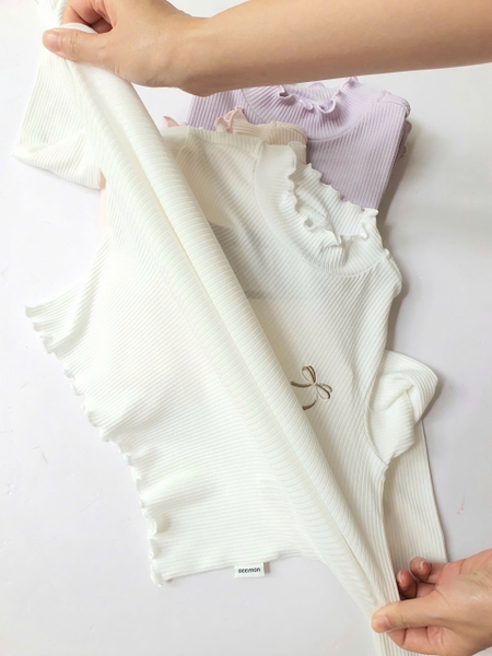 Áo giữ nhiệt Beemon cổ 3 phân thêu nơ 3 màu trắng, tím, hồng