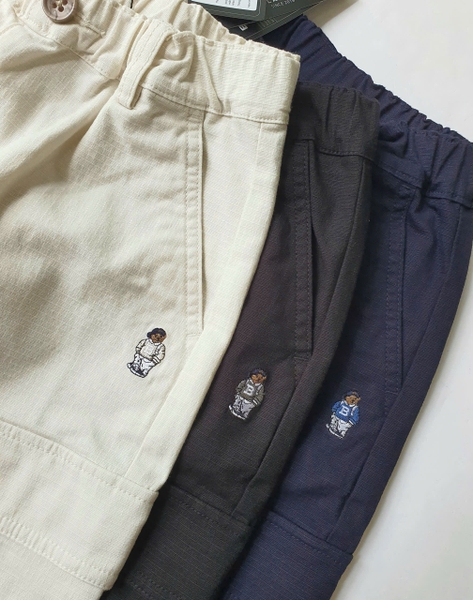Quần Baggy Beemon túi hộp logo thêu gấu 3 màu đen, trắng, navy