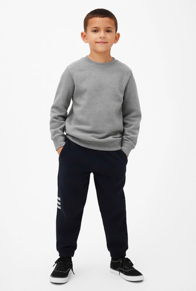 Quần nỉ 2 da MBCKIDS hai màu ghi, đen kẻ vạch