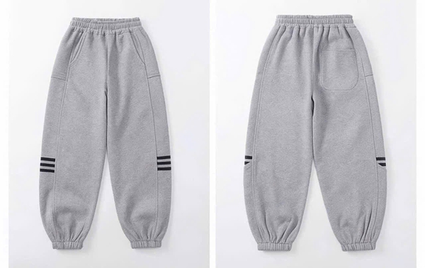 Quần nỉ 2 da MBCKIDS hai màu ghi, đen kẻ vạch