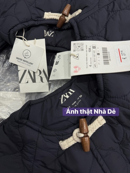 Áo khoác lót lông dài tay ZARA cài khuy xanh đen
