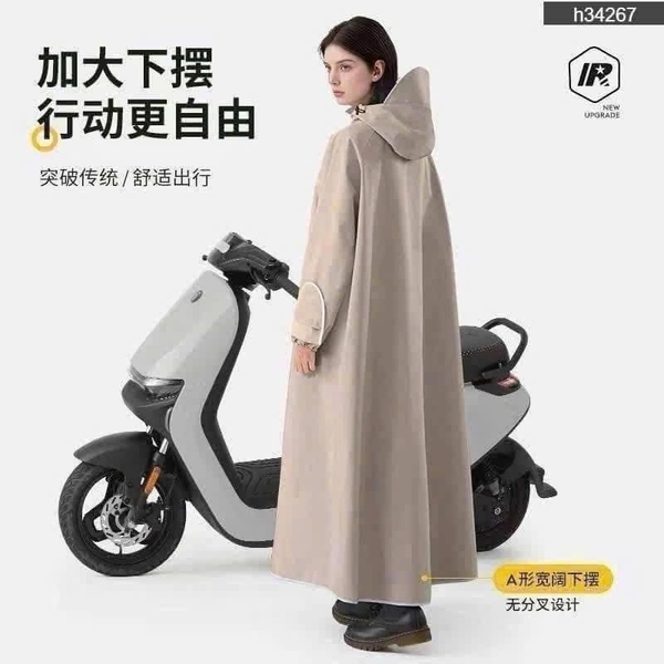 Áo mưa măng tô dáng rộng 3 màu xanh rêu, be, đen