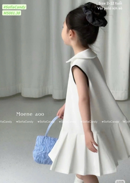 Váy sát nách polo xếp ly trắng Sofia Candy