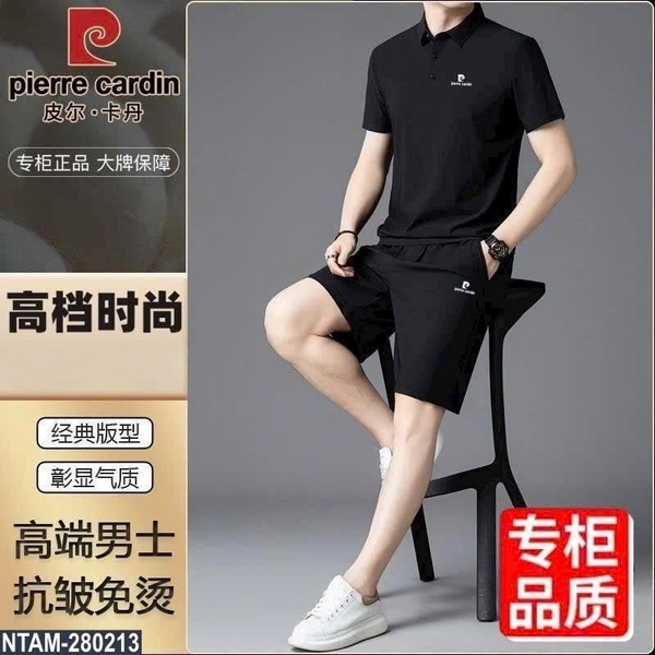 Bộ polo cộc tay nam Pierre Cardin 3 màu đen, xanh rêu, xám