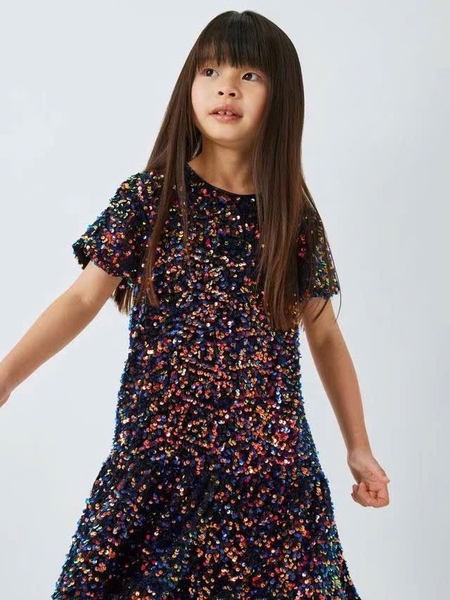 Váy đính kim sa John Lewis cộc tay 3 màu tím, đen, xanh