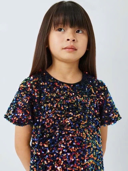 Váy đính kim sa John Lewis cộc tay 3 màu tím, đen, xanh