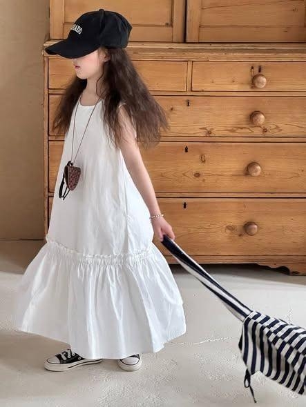 Váy thô sát nách khoét lưng đuôi cá xoè 2 màu xanh, trắng