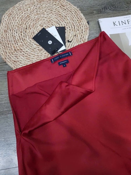 Chân váy lụa màu ĐỎ Tommy Hilfiger