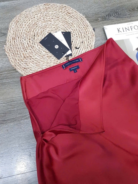 Chân váy lụa màu ĐỎ Tommy Hilfiger
