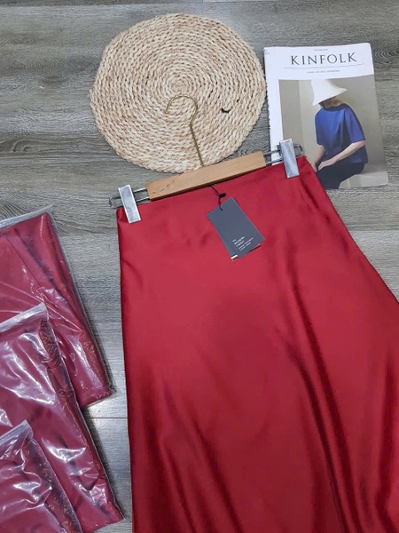 Chân váy lụa màu ĐỎ Tommy Hilfiger