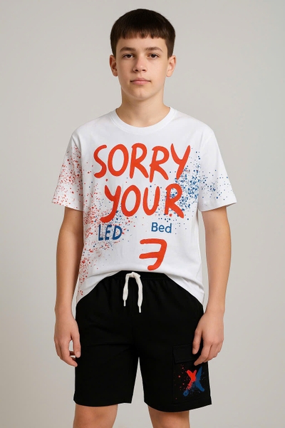 Bộ cộc tay H&M 7 màu in chữ Amazing, Tong, Sorry Your...size đại cho bé trai