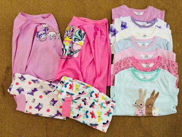 Bộ cotton dài tay Hiunikids 8 mẫu Cinnamoroll, Bướm, Thỏ xanh, Ngựa Unicorn, Hello kitty, Kuromi hồng, Kuromi tím, Bluey