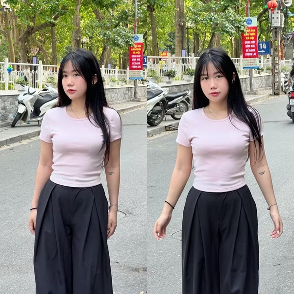Áo cộc tay thun tăm Double Zero 4 màu trắng, đen, hồng, xanh mint