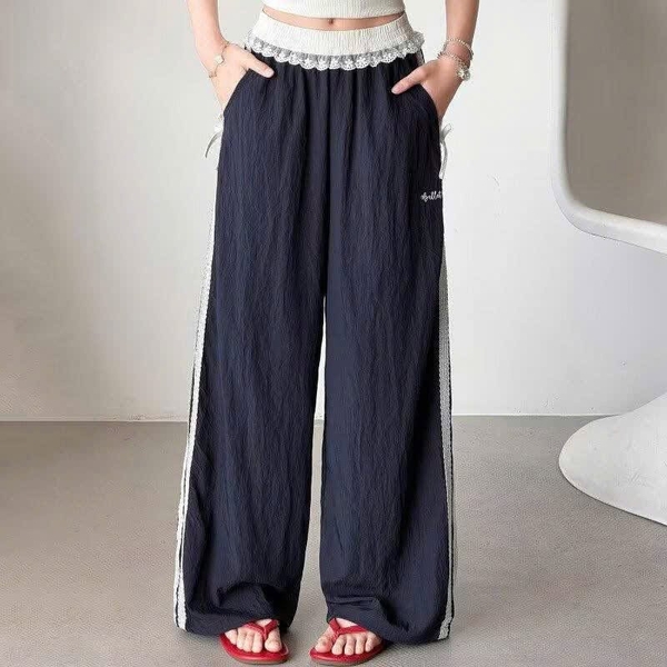 Quần dài bé gái ren nơ mỏng nhẹ 2 màu xanh dương, navy