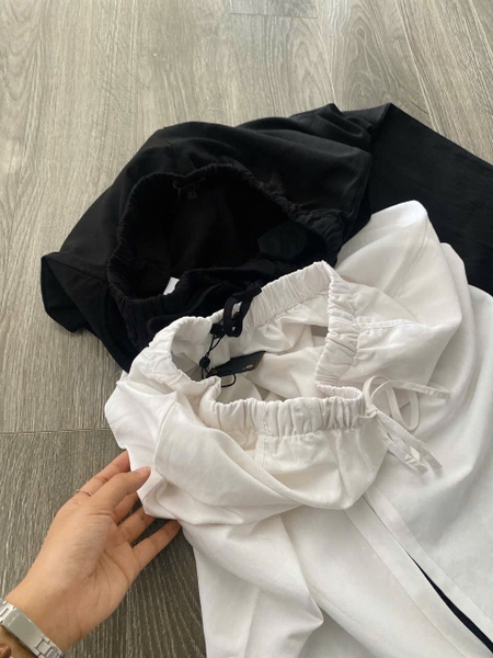 Quần đũi linen suông dài Massimo Dutti cạp chun 2 màu đen, trắng