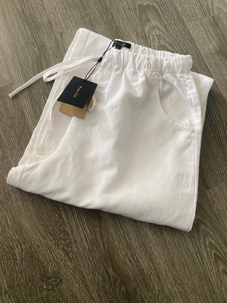 Quần đũi linen suông dài Massimo Dutti cạp chun 2 màu đen, trắng