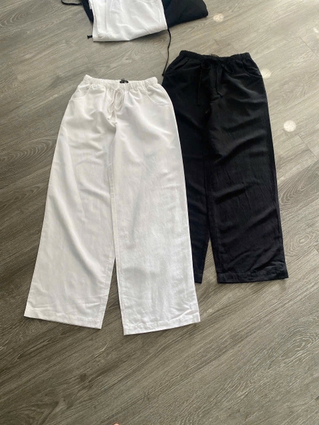 Quần đũi linen suông dài Massimo Dutti cạp chun 2 màu đen, trắng